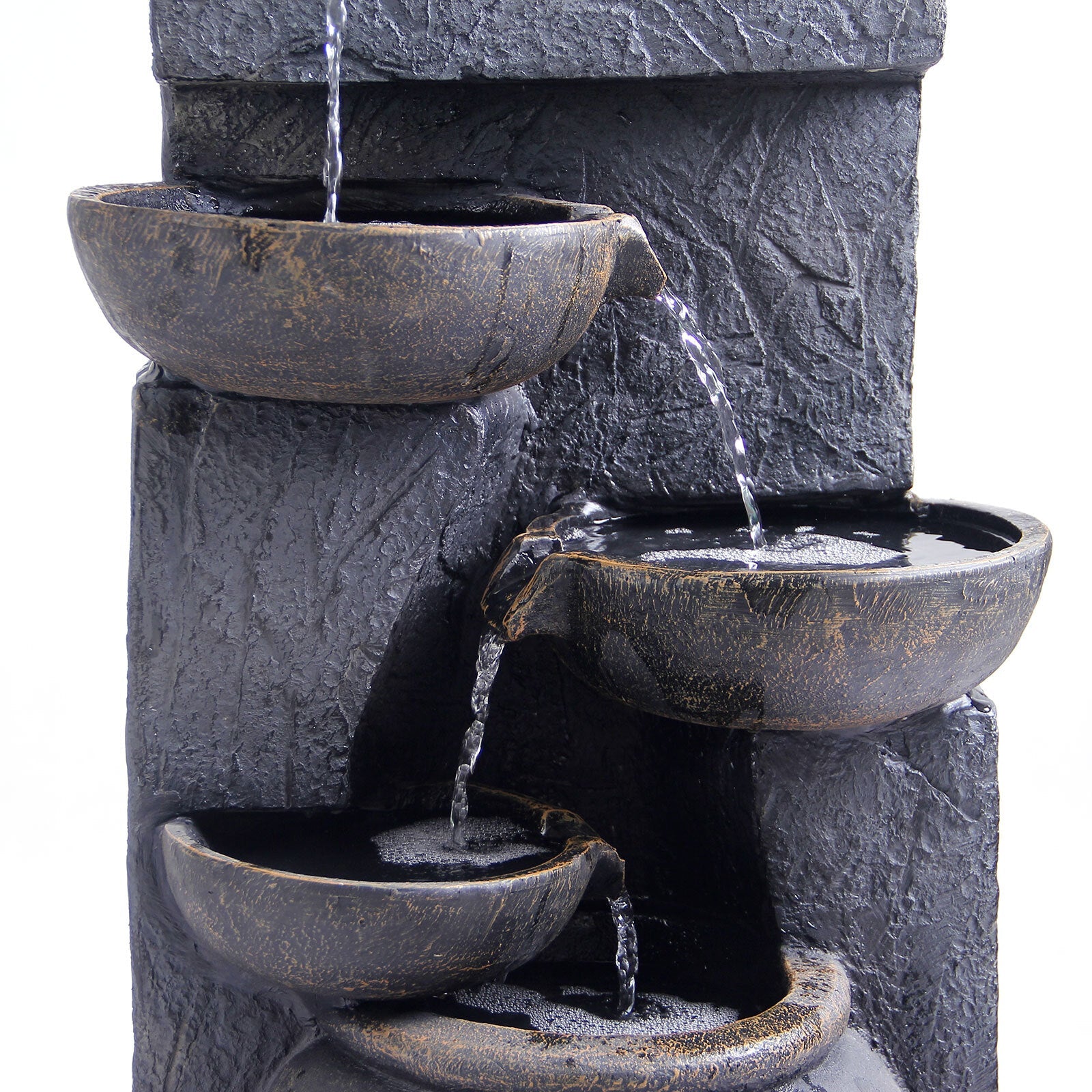 Fountain & Ponds Accessories: Samland 5 TIERS RUSTIC POURING POTS SOLAR WATER FOUNTAIN FEATURE