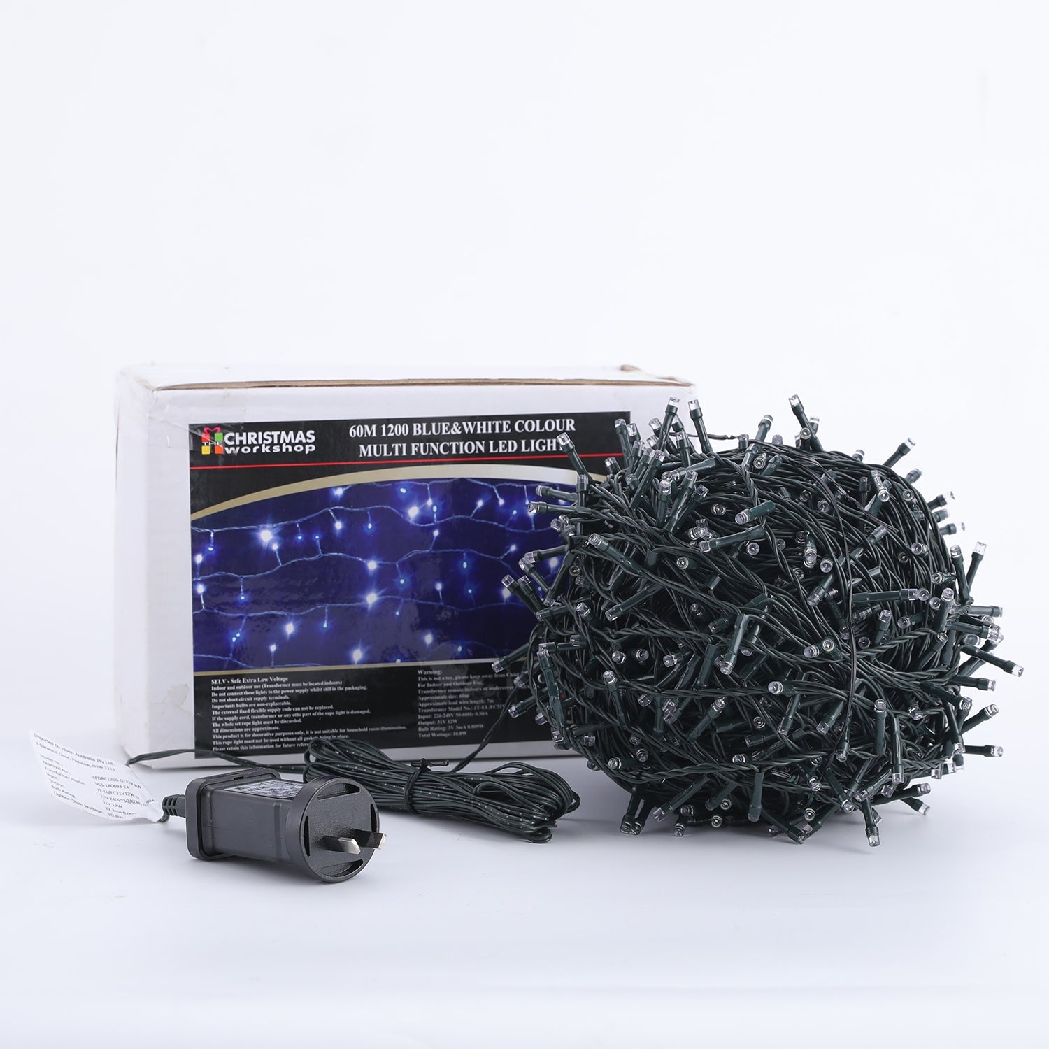 Outdoor Decorations & Lights: Samland 1200 Led Christmas Fairy Light Blue & White