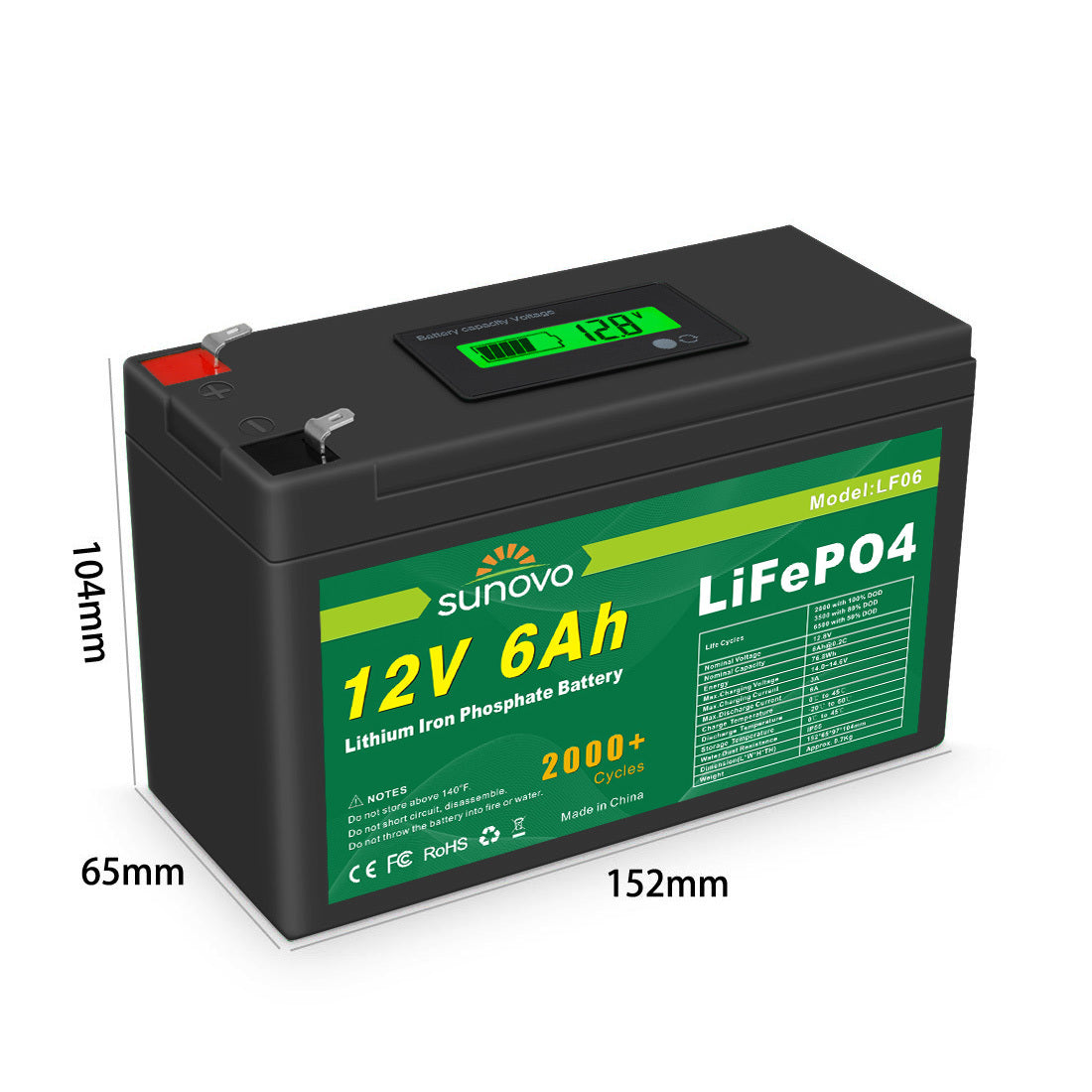 Batteries & Generators: Samland 12V 6AH Deep Circle Lifepo4 Lithium Battery Rechargeable