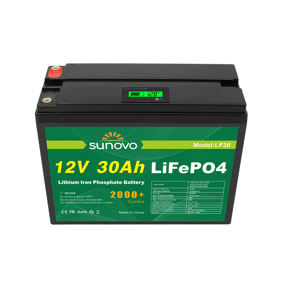 Batteries & Generators: Samland 12V 30AH Deep Circle Lifepo4 Battery Rechargeable Lithium