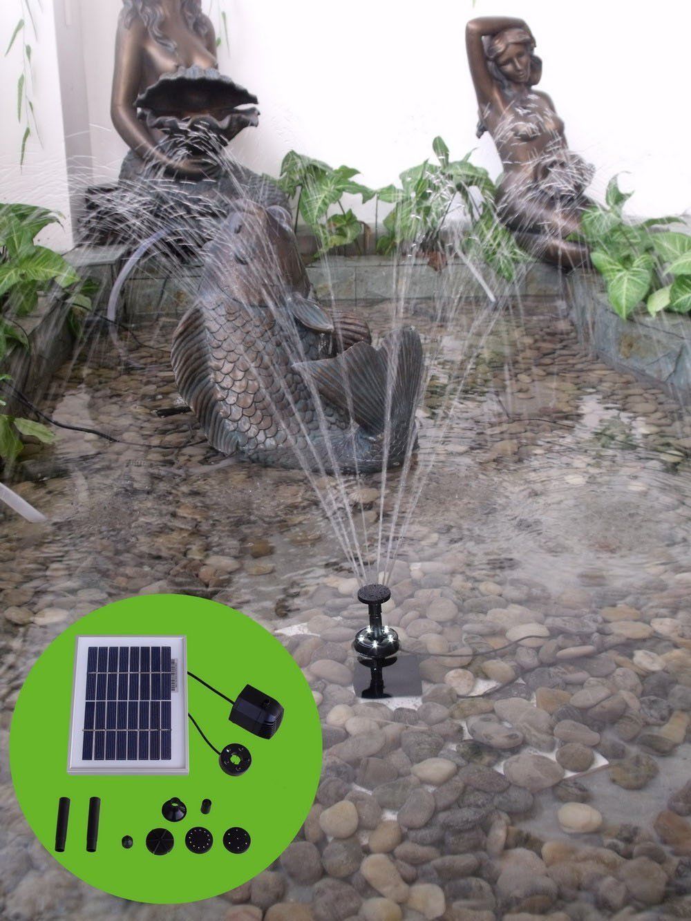 Fountain & Ponds Accessories: Samland 6V 200LPH Solar Pump with Battery Backup Panel for Small Pond Fountain Feature