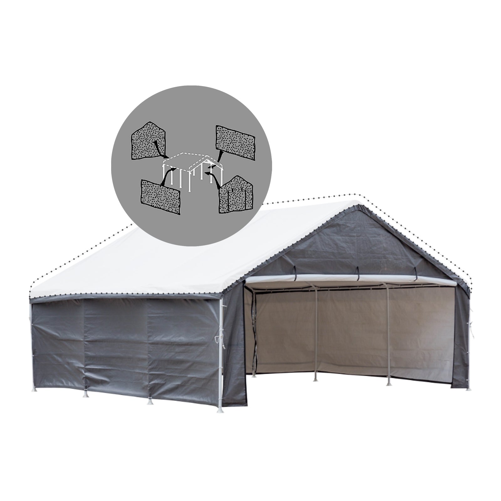 Caravan Accessories: Samland Enclosure Kit (Side Wall Accessory Only) for Portable Double Carport Canopy 18x20FT