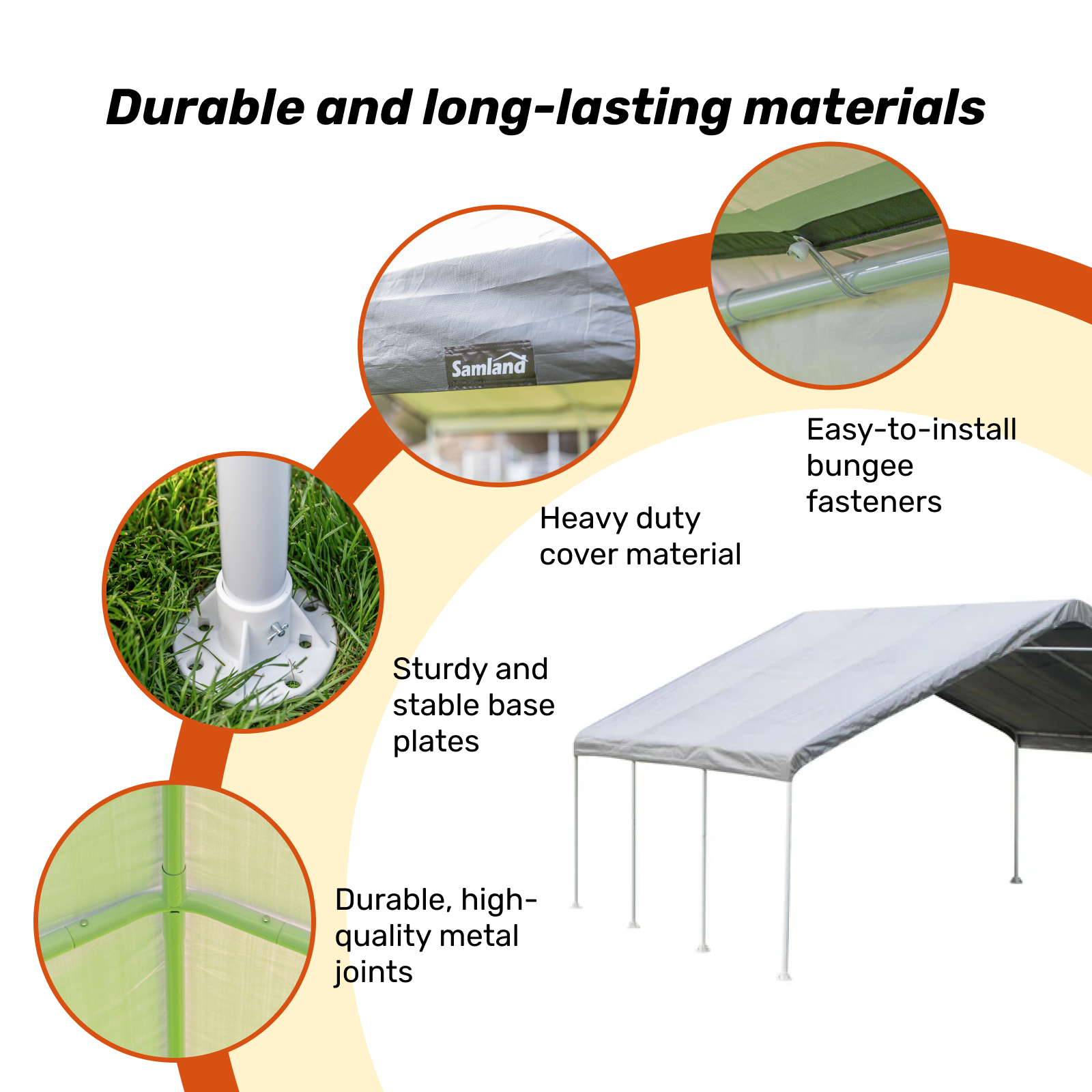 Canopies & Gazebos: Samland Portable Carport Garage Shelter Canopy Double Size 18x20FT