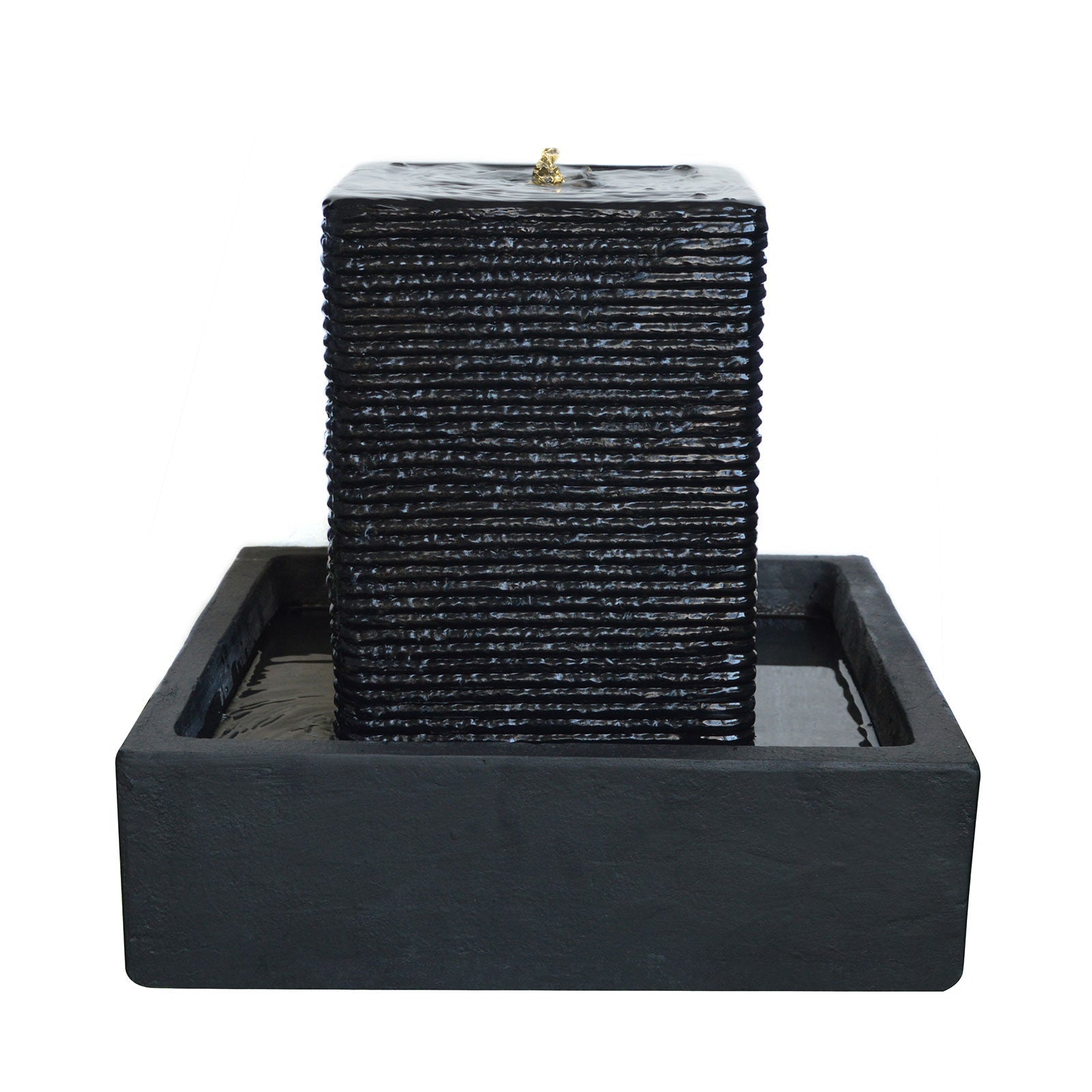 Fountain & Ponds Accessories: Samland 43CM SQUARE PILLAR WATER FEATURE FOUNTAIN WITH LED LIGHTS