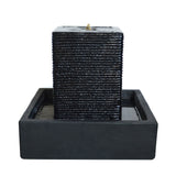 Fountain & Ponds Accessories: Samland 43CM SQUARE PILLAR WATER FEATURE FOUNTAIN WITH LED LIGHTS