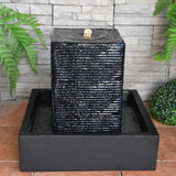 Fountain & Ponds Accessories: Samland 43CM SQUARE PILLAR WATER FEATURE FOUNTAIN WITH LED LIGHTS