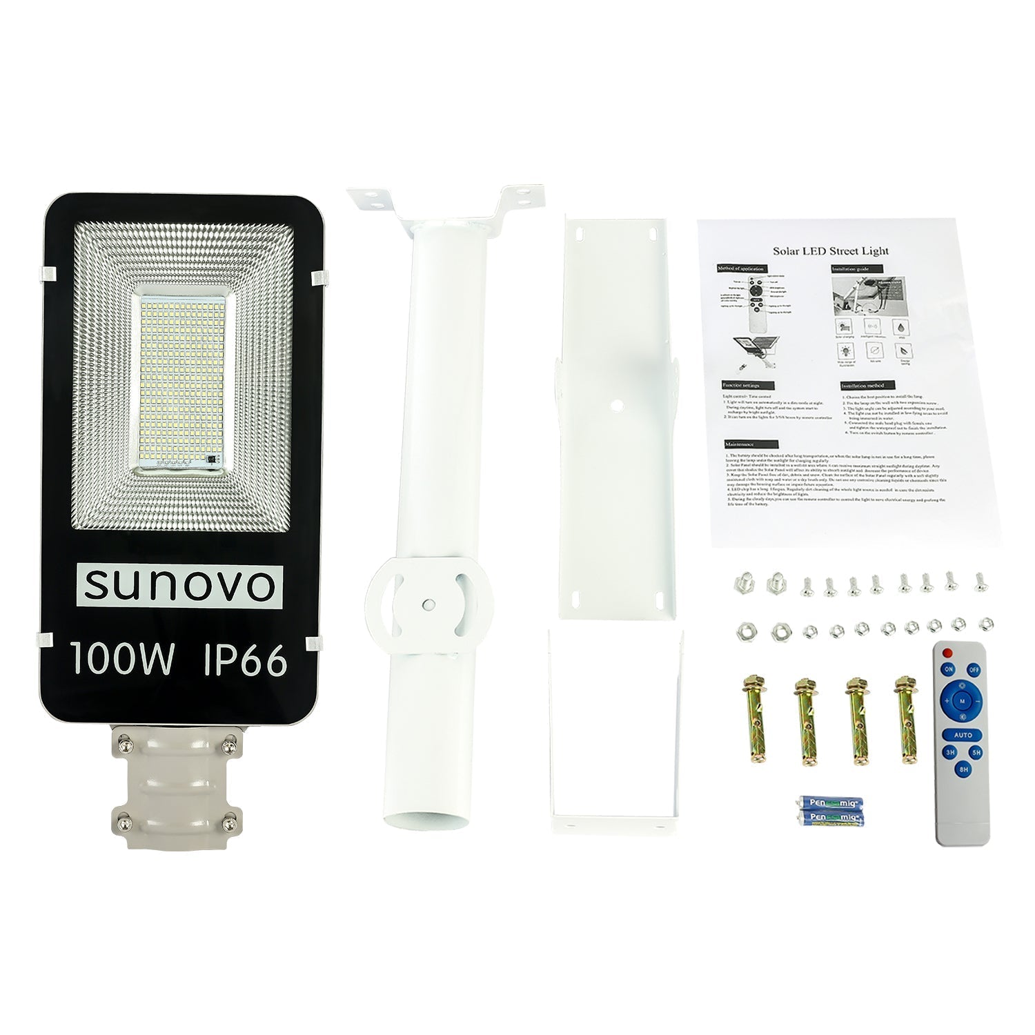 Outdoor Lights: Samland 100W SOLAR GARDEN PATHWAY STREET LIGHT ADJUSTABLE SOLAR PANEL