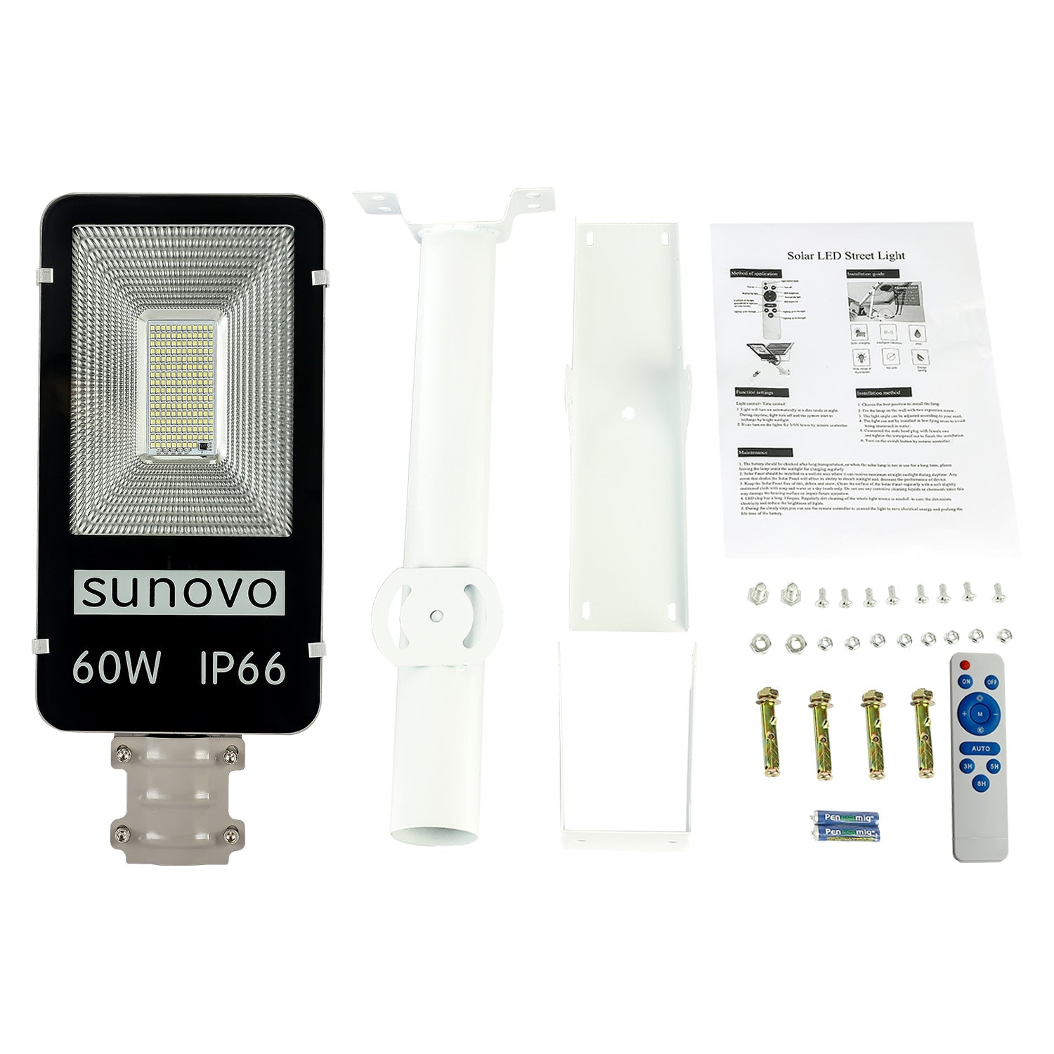 Outdoor Lights: Samland 60W SOLAR GARDEN PATHWAY STREET LIGHT ADJUSTABLE SOLAR PANEL