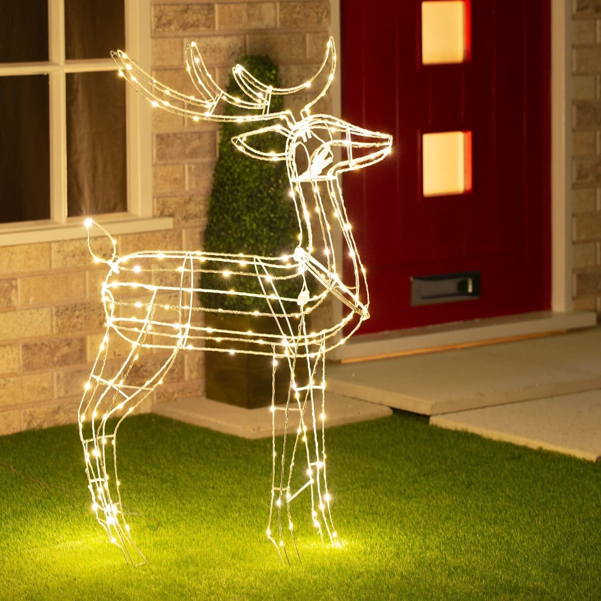 Outdoor Decorations & Lights: Samland Led Warm White Copper Wired 3d Standing Reindeer For Christmas Decoration