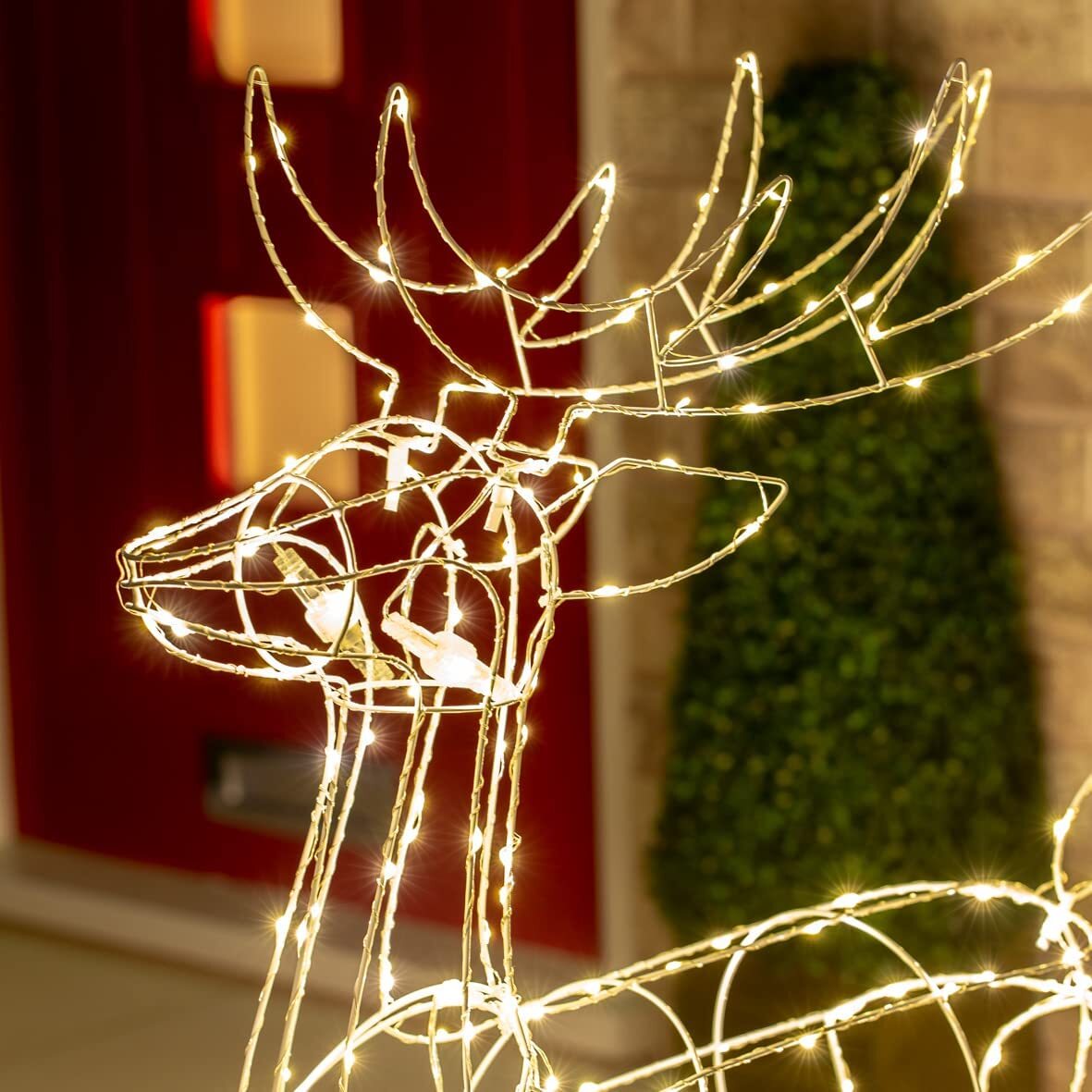 Outdoor Decorations & Lights: Samland Led Warm White Copper Wired 3d Standing Reindeer For Christmas Decoration