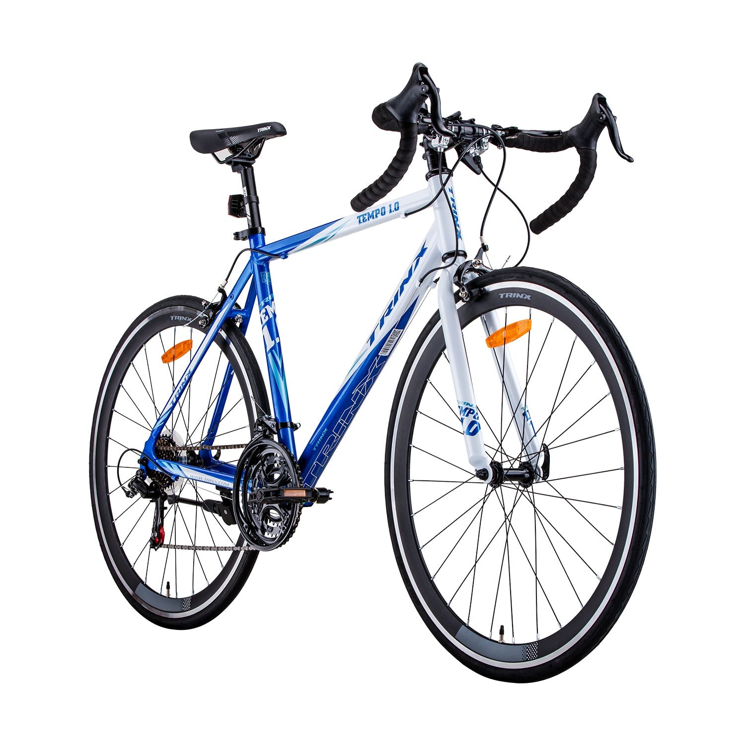 Exercise Bikes: Samland 700C ROAD BIKE TEMPO1.0 SHIMANO 21 SPEED RACING BICYCLE 56CM BLUE/WHITE