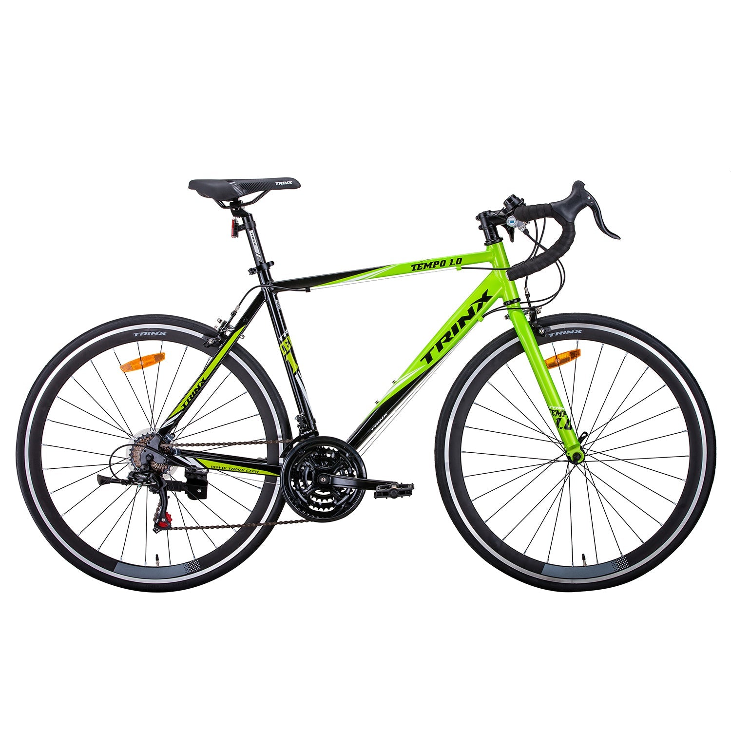 Exercise Bikes: Samland 700C ROAD BIKE TEMPO1.0 SHIMANO 21 SPEED RACING BICYCLE 59CM GREEN/BLACK