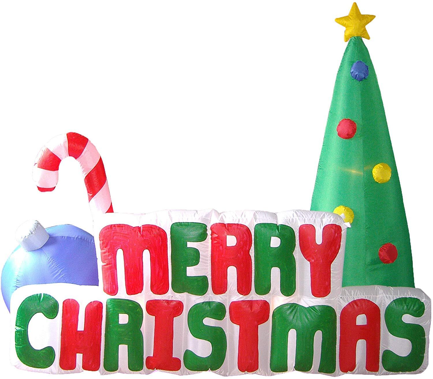 Christmas Decorations: Samland 180CM INFLATABLE MERRY CHRISTMAS TREE WITH LIGHT