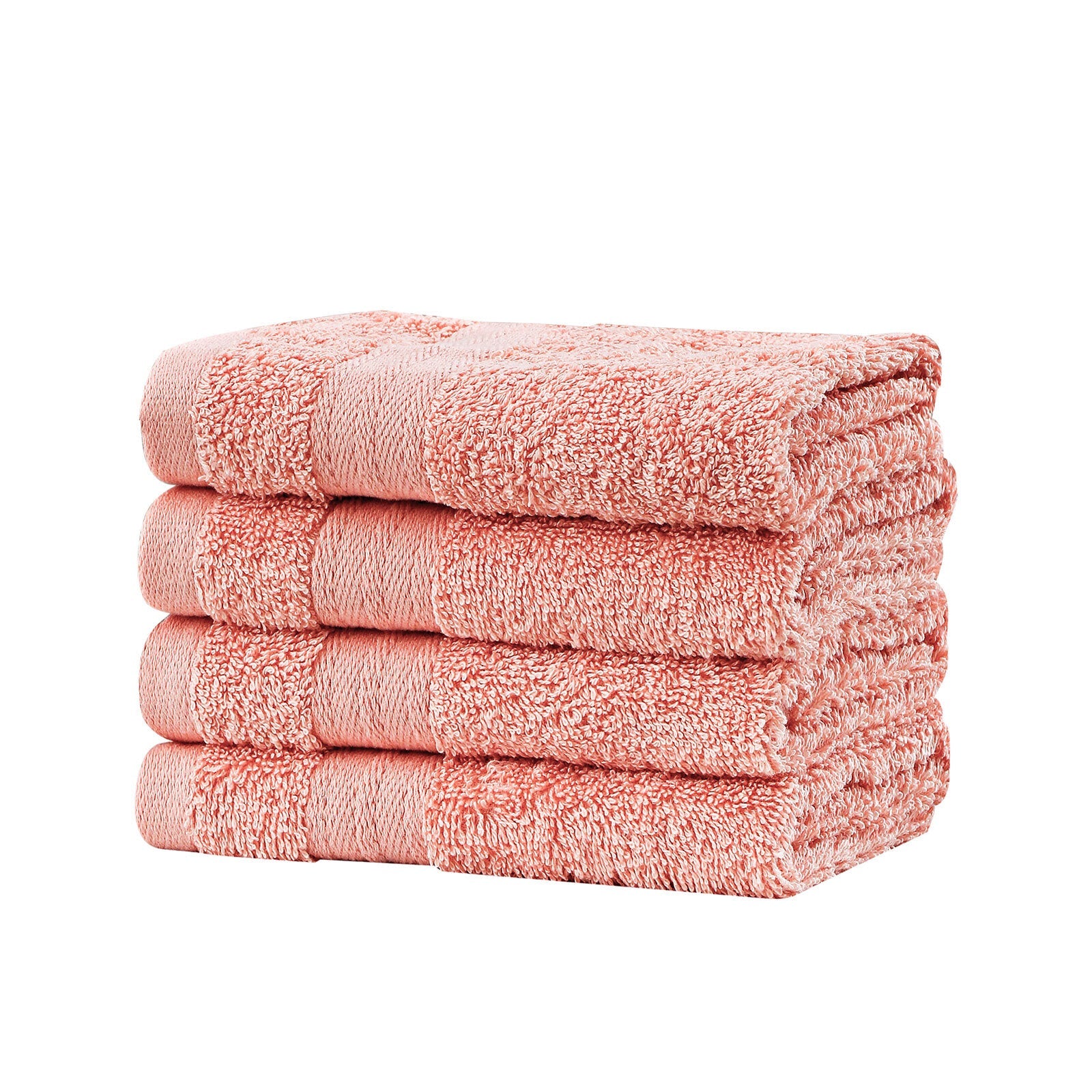 Bed Sheets: Samland Premium Cotton Washcloths 4-Pack Quick-Dry Face Towels Set-Coral