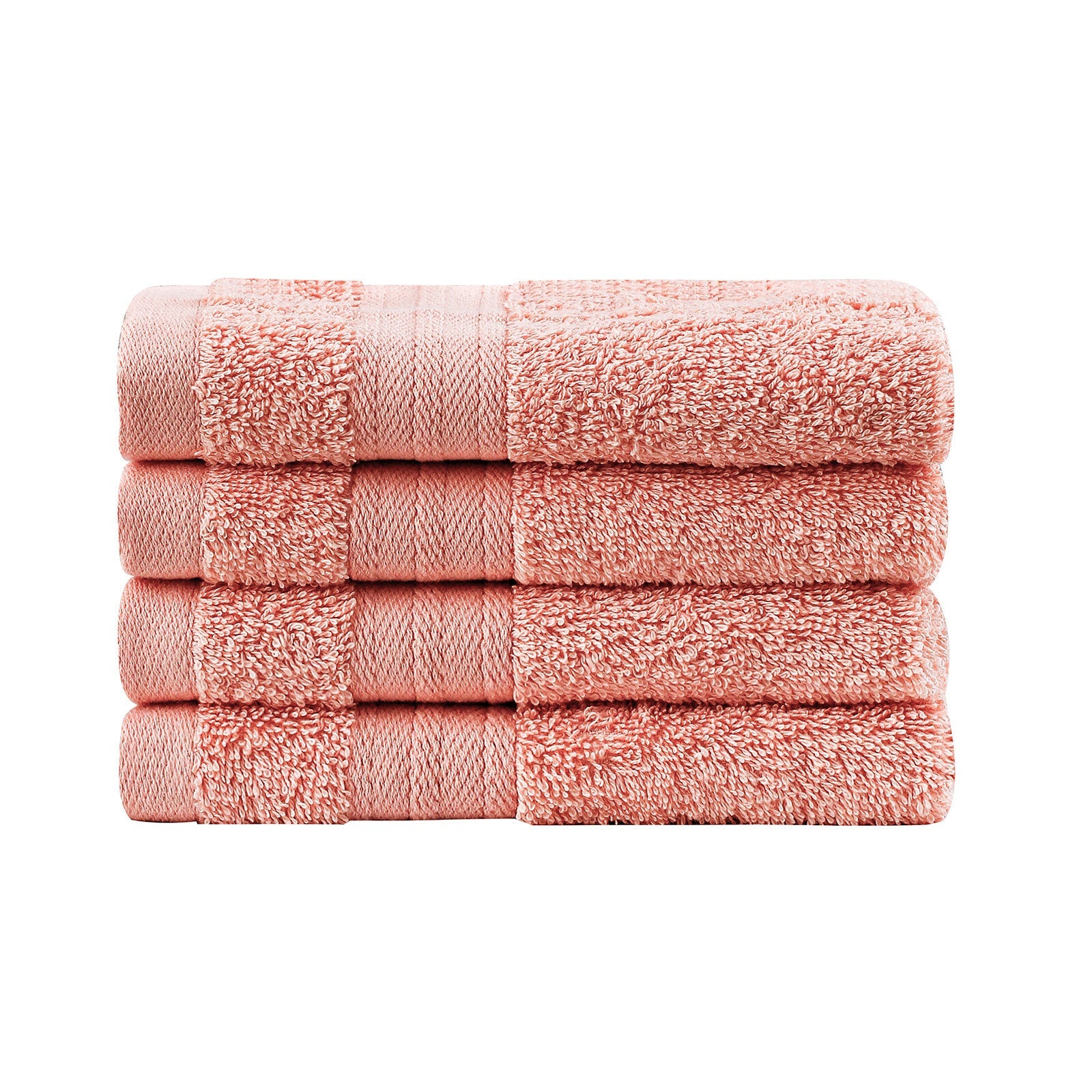 Bed Sheets: Samland Premium Cotton Washcloths 4-Pack Quick-Dry Face Towels Set-Coral