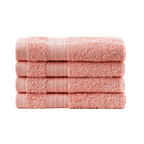 Bed Sheets: Samland Premium Cotton Washcloths 4-Pack Quick-Dry Face Towels Set-Coral