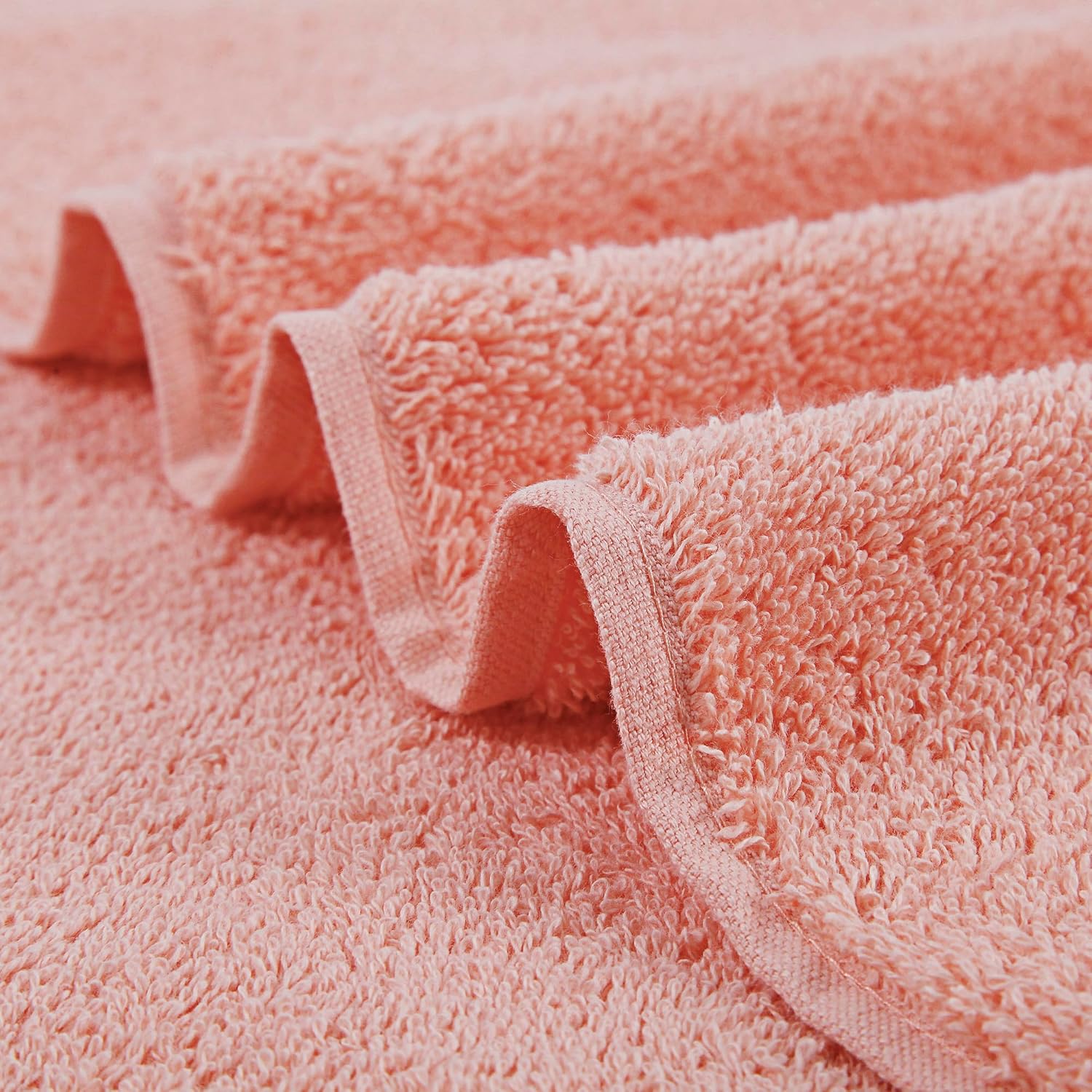 Bed Sheets: Samland Premium Cotton Washcloths 4-Pack Quick-Dry Face Towels Set-Coral