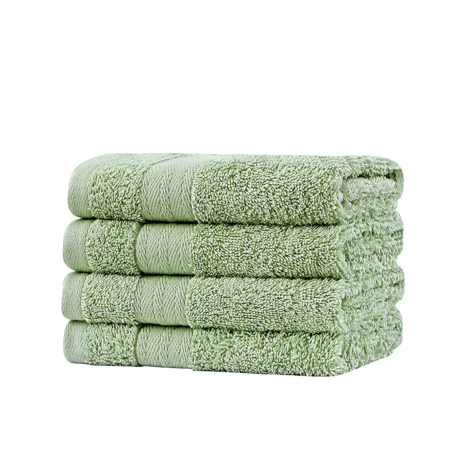 Bed Sheets: Samland Premium Cotton Washcloths 4-Pack Quick-Dry Face Towels Set-Green