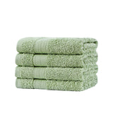Bed Sheets: Samland Premium Cotton Washcloths 4-Pack Quick-Dry Face Towels Set-Green