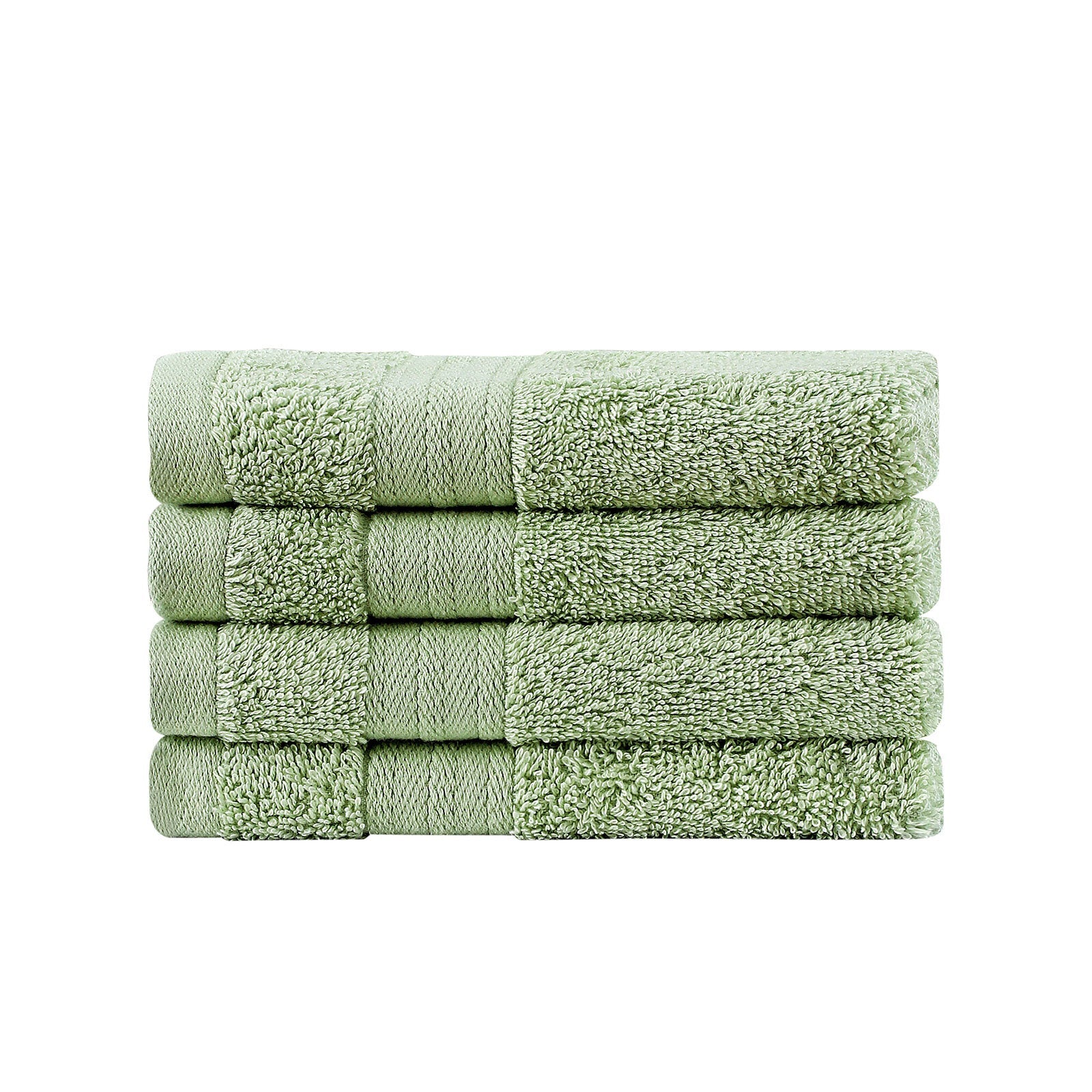 Bed Sheets: Samland Premium Cotton Washcloths 4-Pack Quick-Dry Face Towels Set-Green