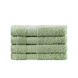 Bed Sheets: Samland Premium Cotton Washcloths 4-Pack Quick-Dry Face Towels Set-Green