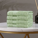 Bed Sheets: Samland Premium Cotton Washcloths 4-Pack Quick-Dry Face Towels Set-Green