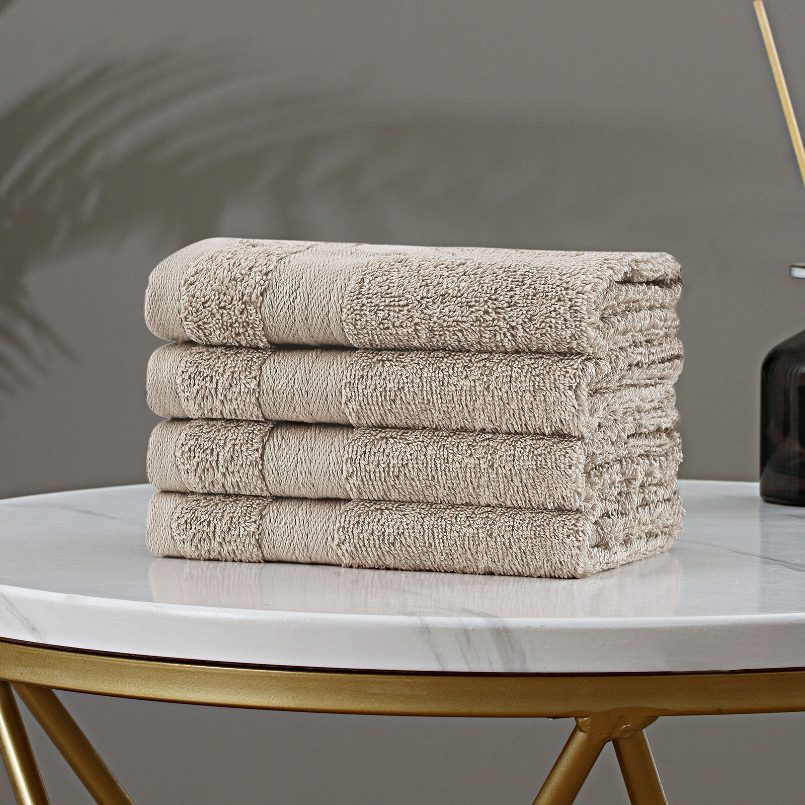 Bed Sheets: Samland Premium Cotton Washcloths 4-Pack Quick-Dry Face Towels Set-Linen