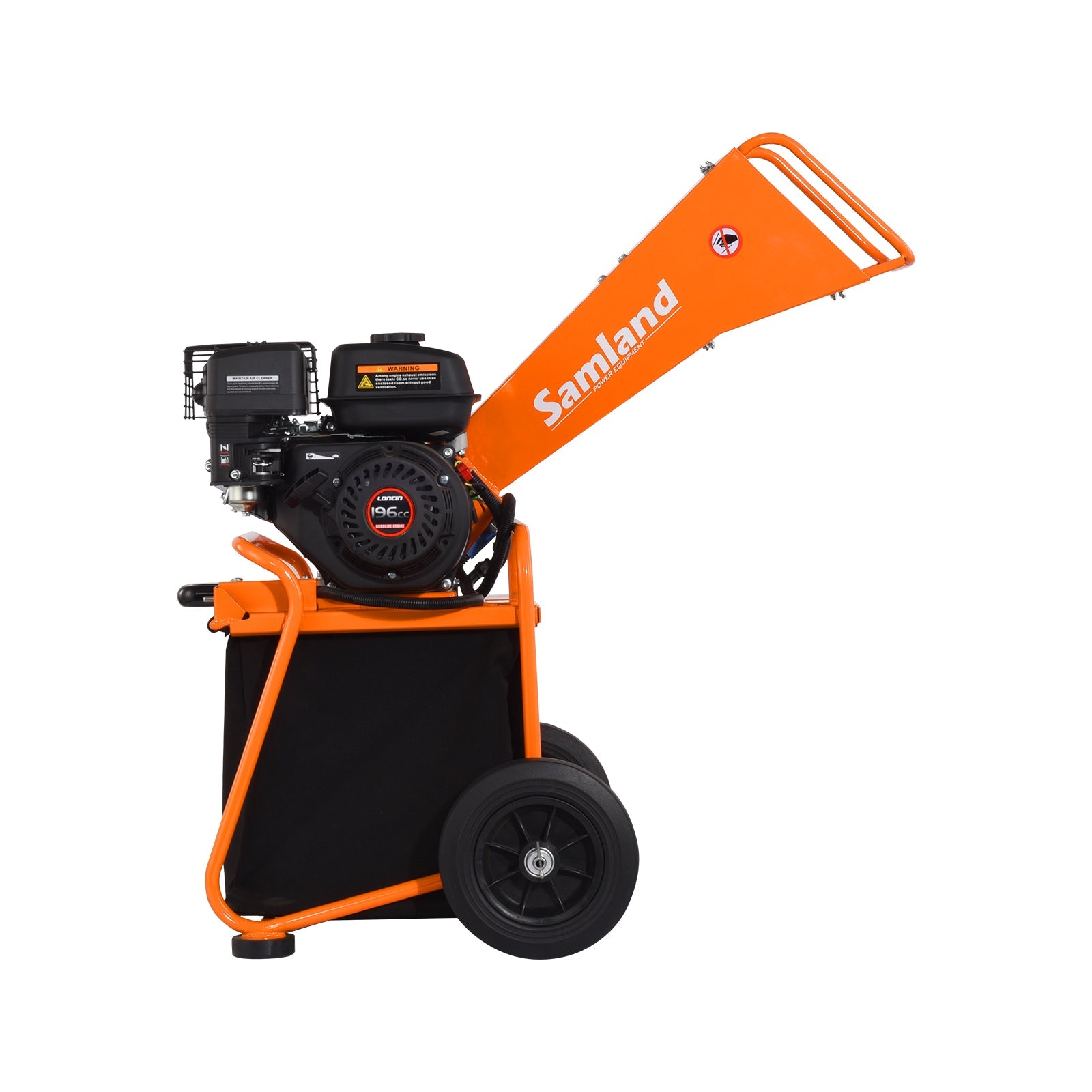 Side Tables: Samland WC50 Mini Wood Chipper, Loncin 6.5 HP Engine