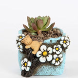 Cute, hand painted bear succulent pot. Random design