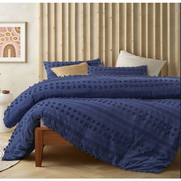 Quilts & Duvets: Sans Sovci Cotton Bijou Blue Quilt Cover Set by Accessorize Queen