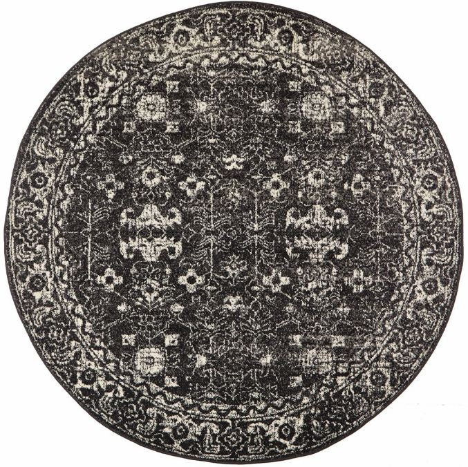 Round Rugs: Evoke 252 Charcoal Round by Rug Culture -150X150CM - ROUND