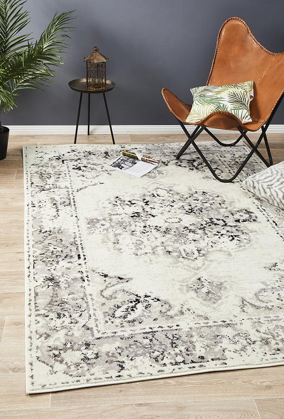 Alexa Transitional Rug White Grey Black by Rug Culture - 230X160CM