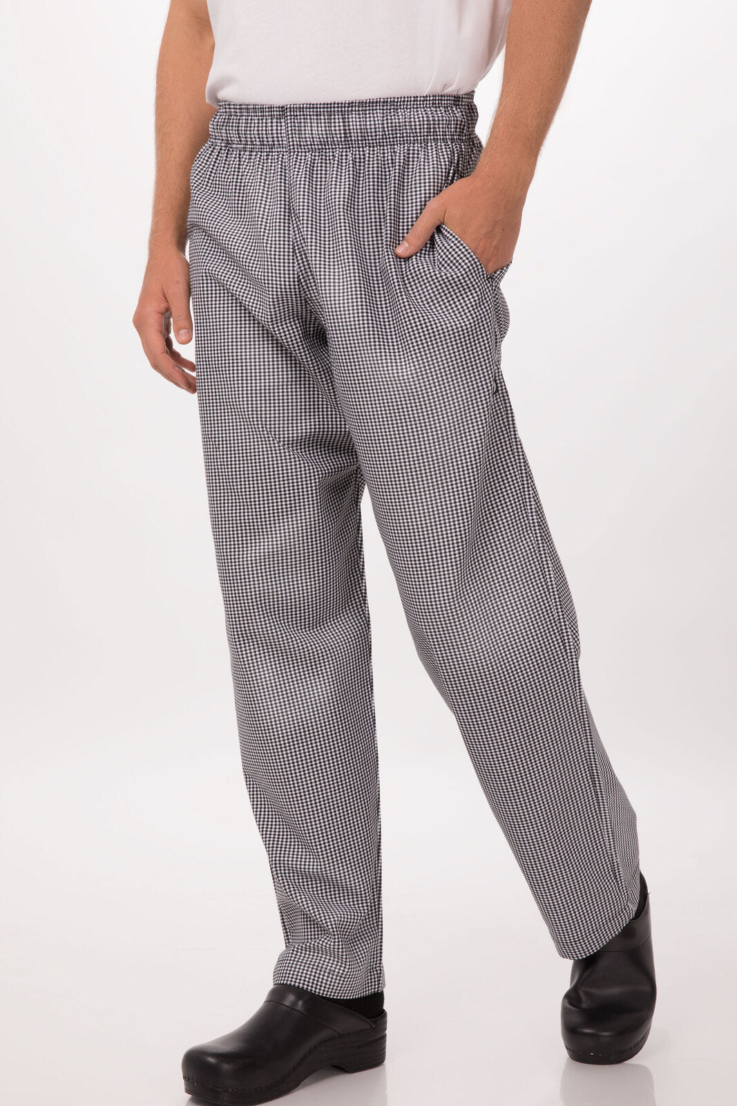 Men's Pants & Chinos: Essential Men's Small Checks XL Baggy Black Chef Pants by Chef Works