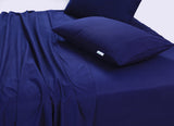 Bed Sheets: Elan Linen 100% Egyptian Cotton Vintage Washed 500TC Navy Blue Single Bed Sheets Set