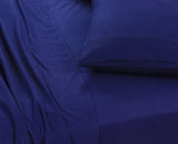 Bed Sheets: Elan Linen 100% Egyptian Cotton Vintage Washed 500TC Navy Blue Single Bed Sheets Set