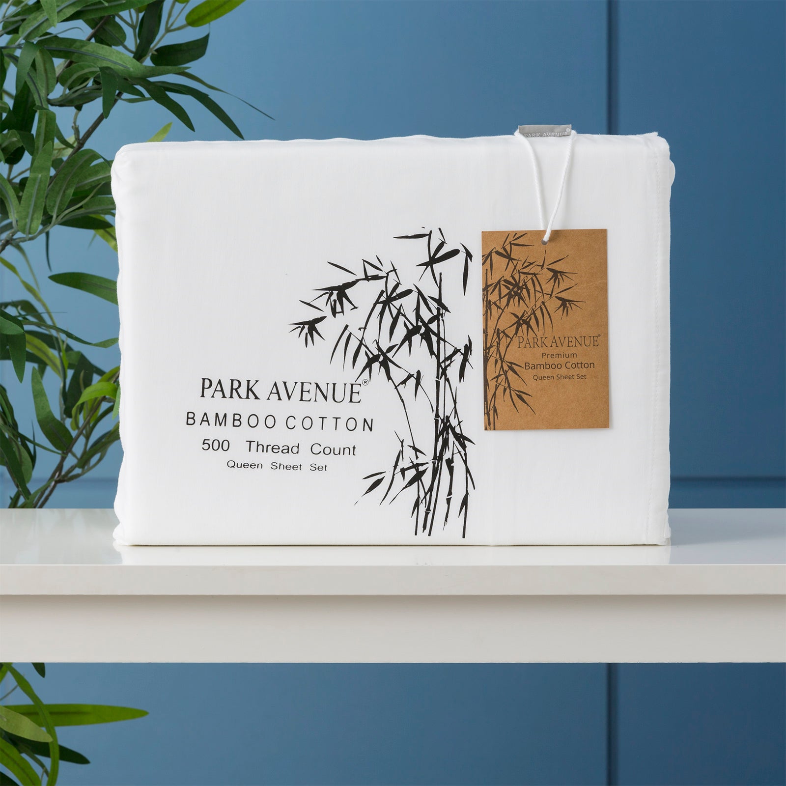 Bed Sheets: Bamboo Cotton 500 Thread Count White Sheet Sets by Park Avenue Mega Queen