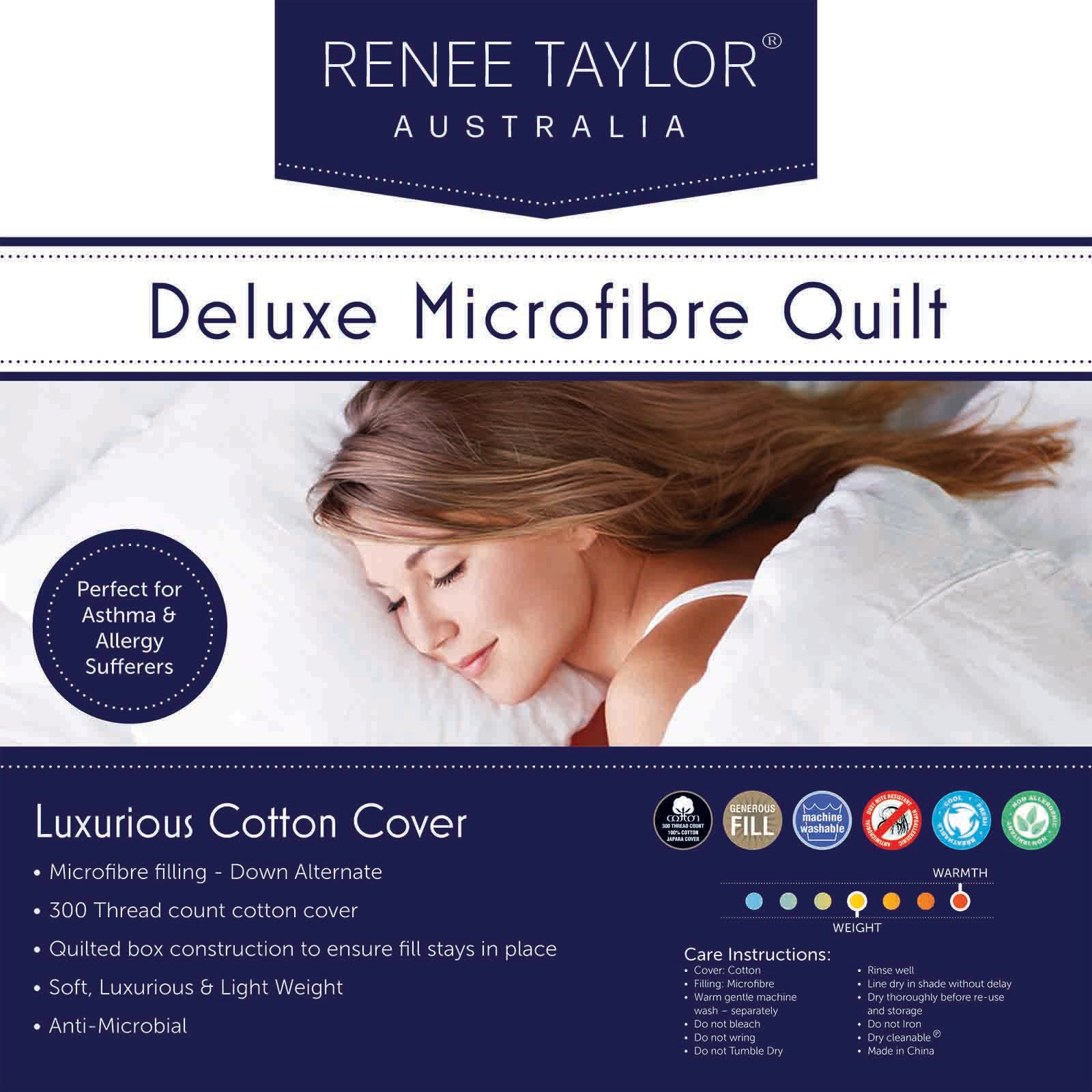 Quilts & Duvets: 600 GSM Deluxe High Loft Quilt With Cotton Cover Premium Microfiber Filling by Renee Taylor King