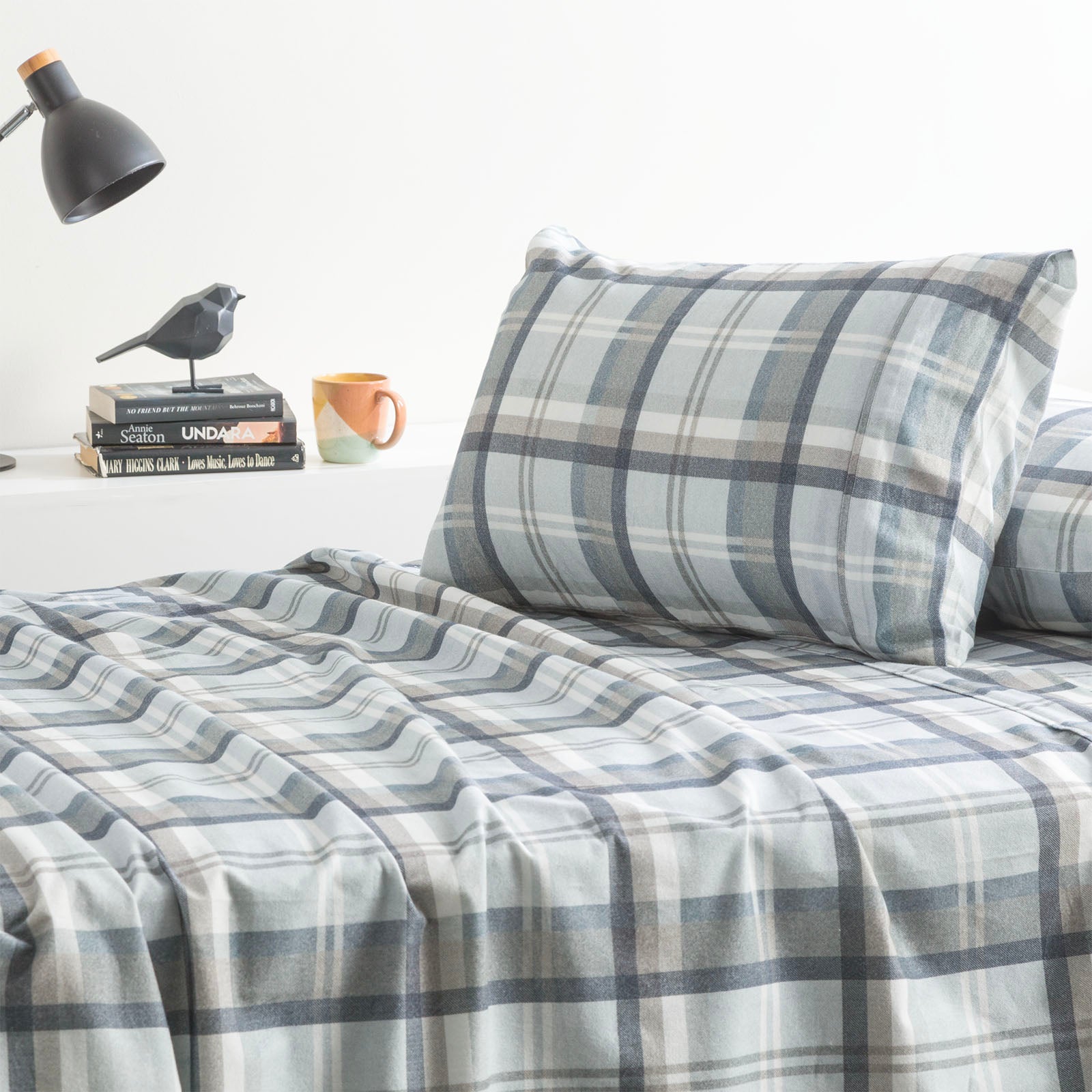 Bed Sheets: Heathered Plaid 175 GSM Egyptian Cotton Flannelette Sheet Set by Park Avenue King