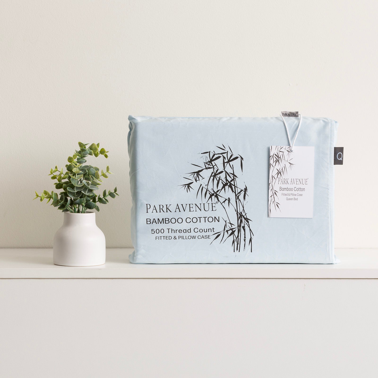 Bed Sheets: Bamboo Cotton 500 Thread Count Mid Blue Combo Set by Park Avenue Mega King