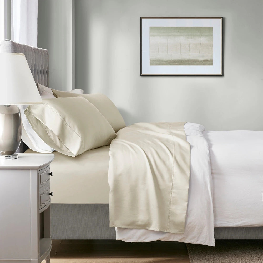Bed Sheets: 700 TC Tencel Lyocell Fibre & Cotton Ivory Double Sheet Set by Renee Taylor