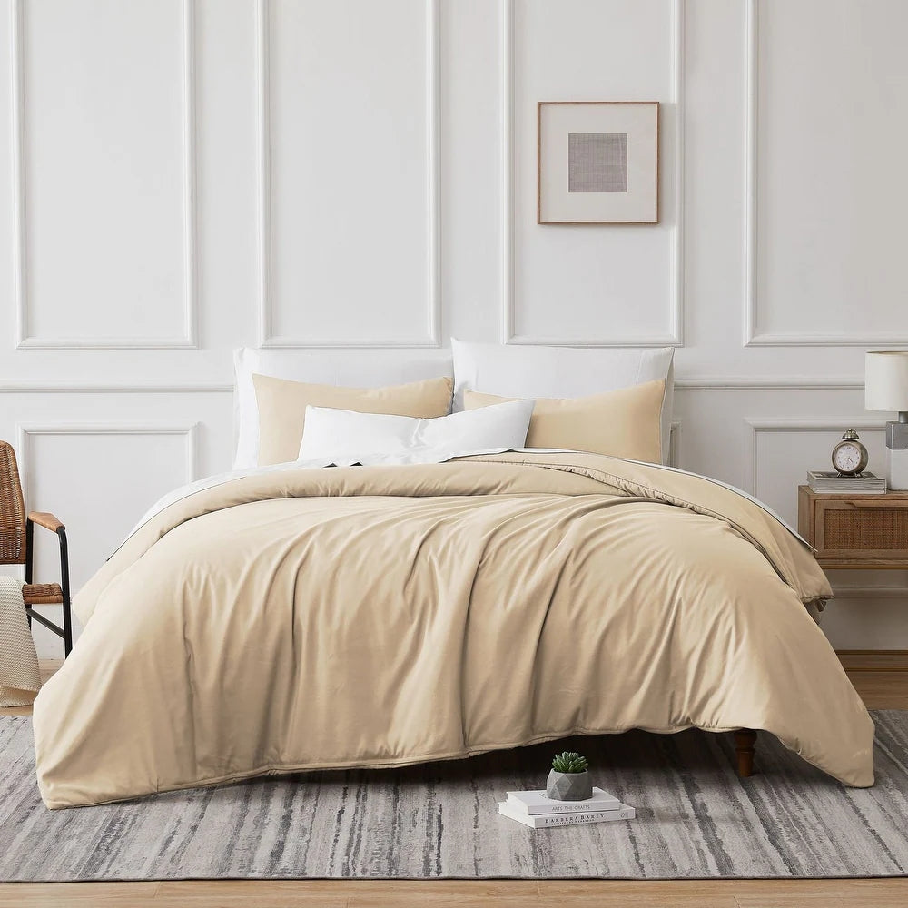 Duvet Covers: 700 TC Tencel Lyocell Fibre & Cotton Bone King Quilt Cover Set by Renee Taylor
