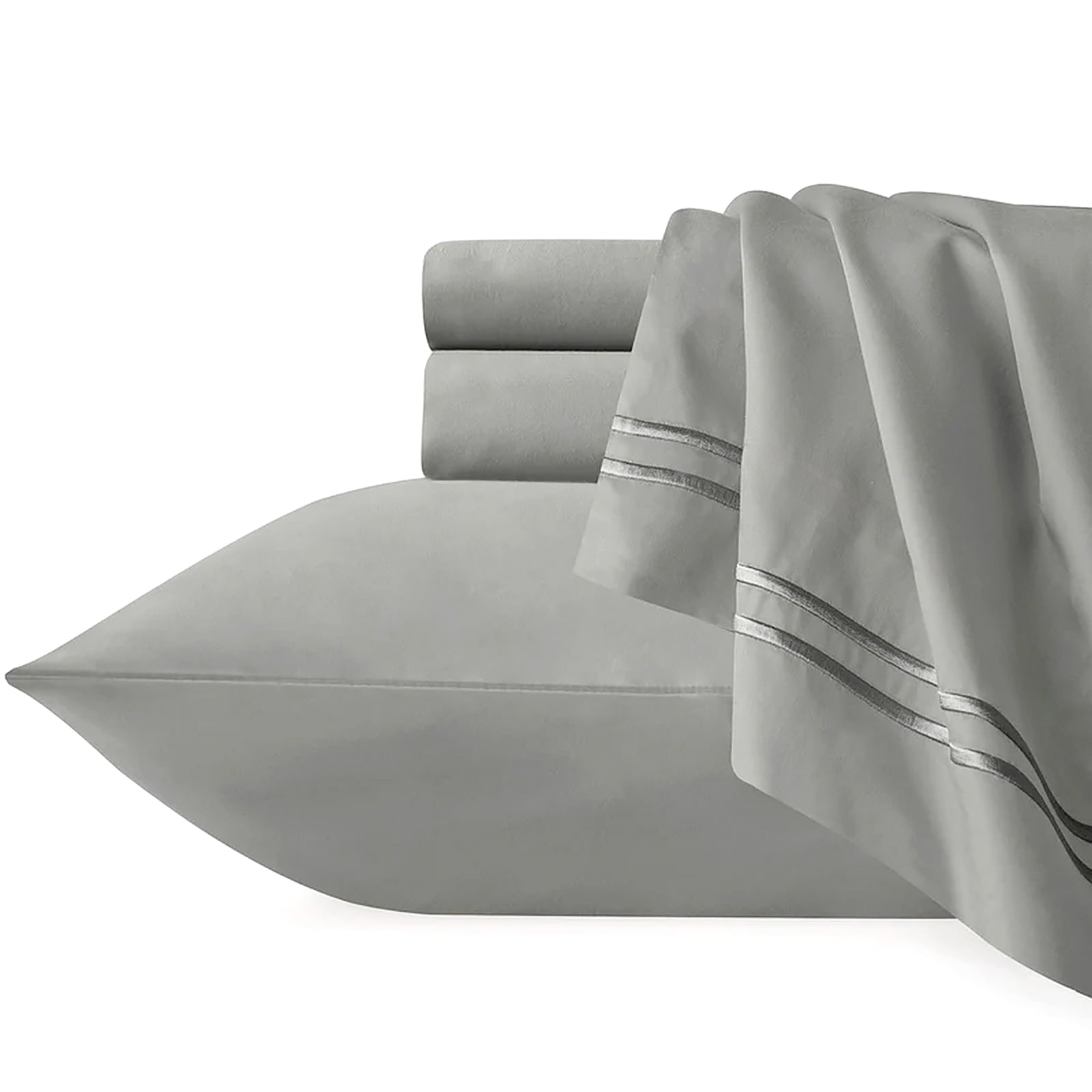 Bed Sheets: Strada Embroidered 1000 TC Egyptian Cotton Silver Charcoal Super King Sheet sets by Renee Taylor