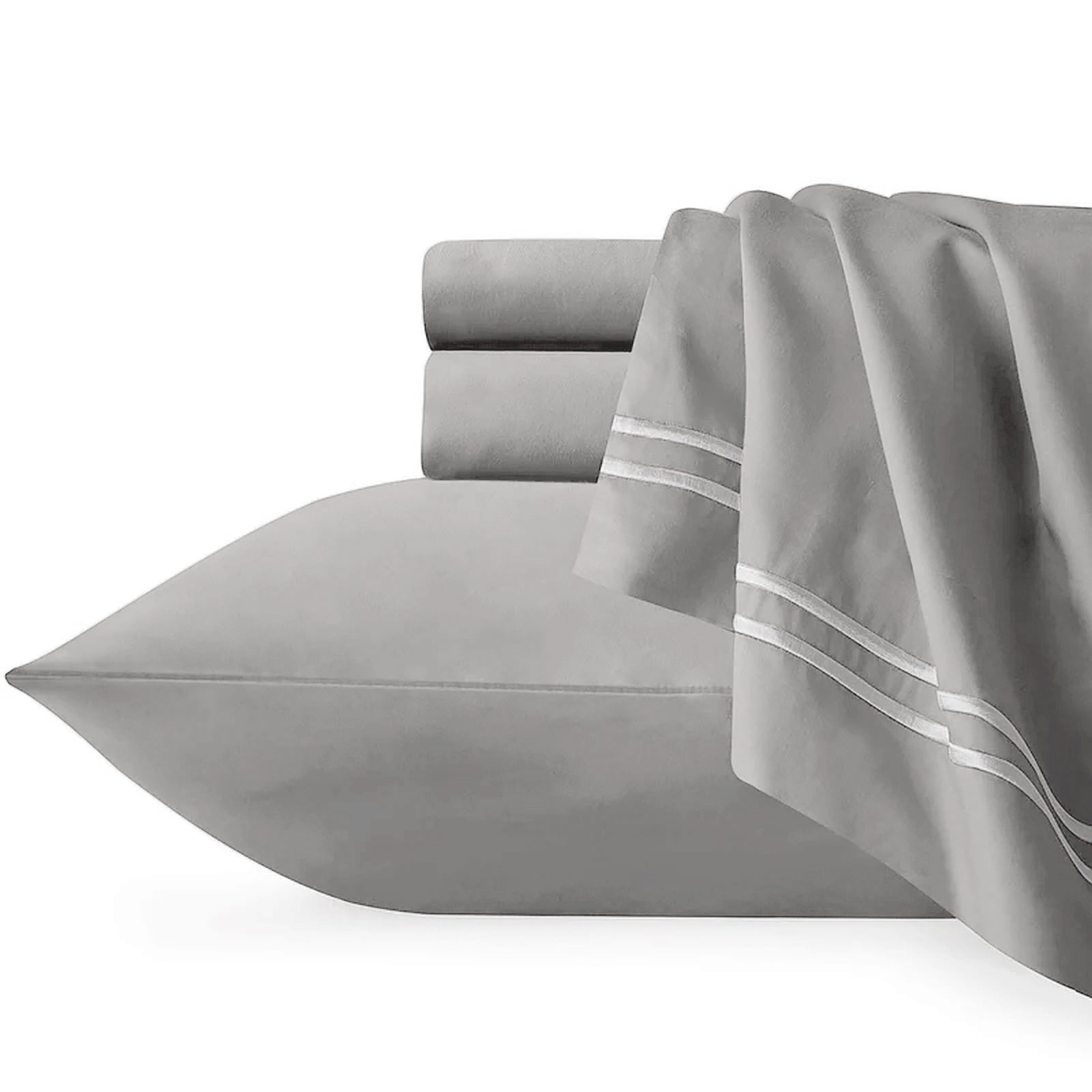 Duvet Covers: Strada Embroidered 1000 TC Egyptian Cotton Silver White Queen Quilt Cover Sets by Renee Taylor