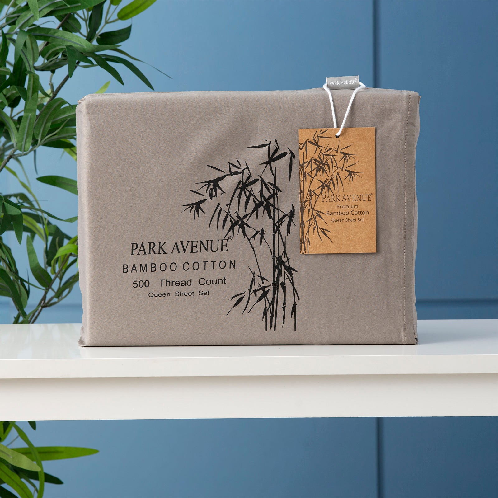 Aprons: 500 TC Bamboo Cotton Pewter Split Head Queen Sheet Set by Park Avenue