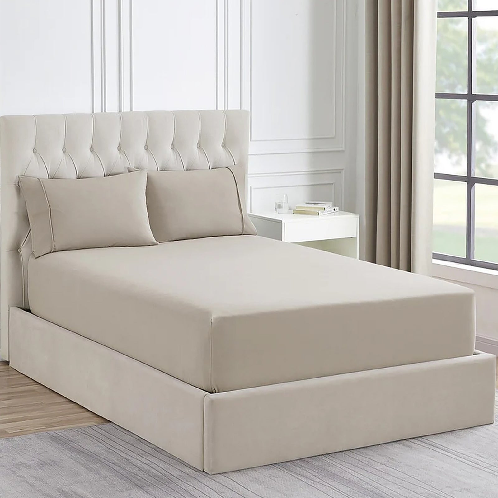 Bed Sheets: Ddecor Home 1500 Thread count Premium Cotton Blend Sand Queen Combo Set by Ddecor Home