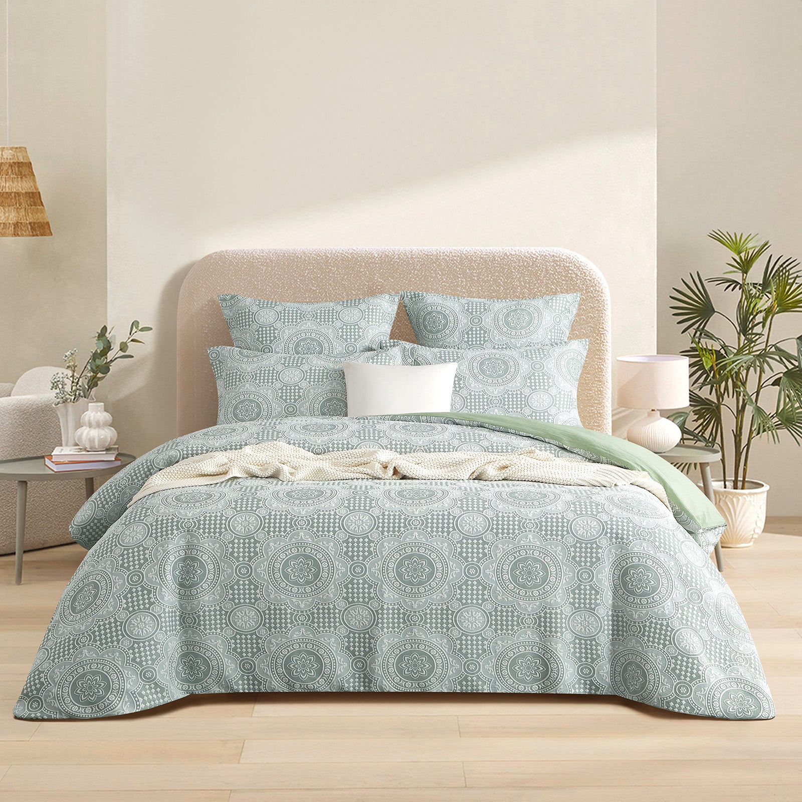 Duvet Covers: Rizz Sage Jacquard King Quilt Cover Set by Renee Taylor
