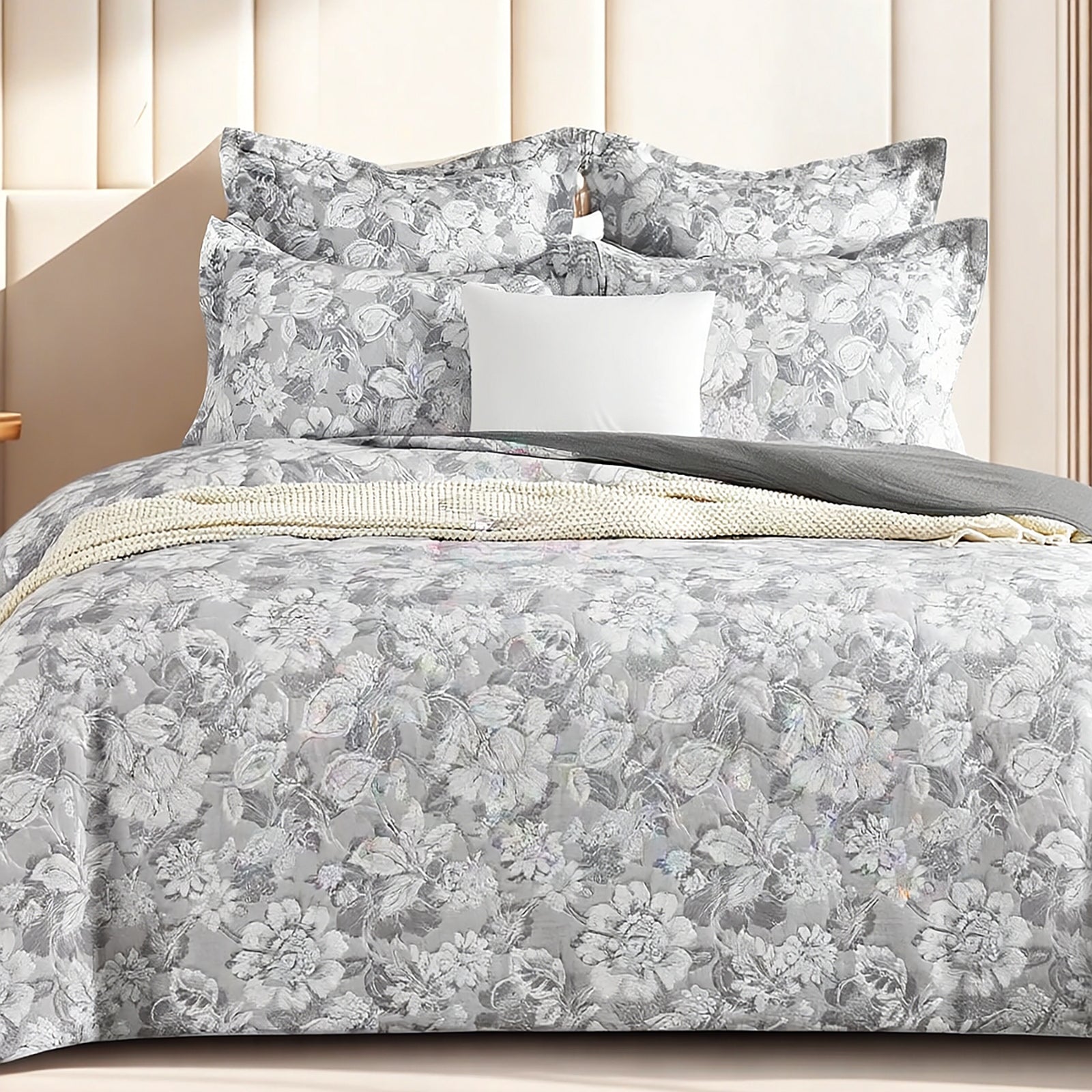 Duvet Covers: Sigma Charcoal Jacquard King Quilt Cover Set by Renee Taylor