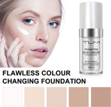 Cosmetics: ReviGLam TLM Colour Changing Liquid Foundation Hides Wrinkles & Lines, BB Cream Makeup Base Concealer Cover Moisturizing Fluid for all Skin Tone SPF15, Pack of 1