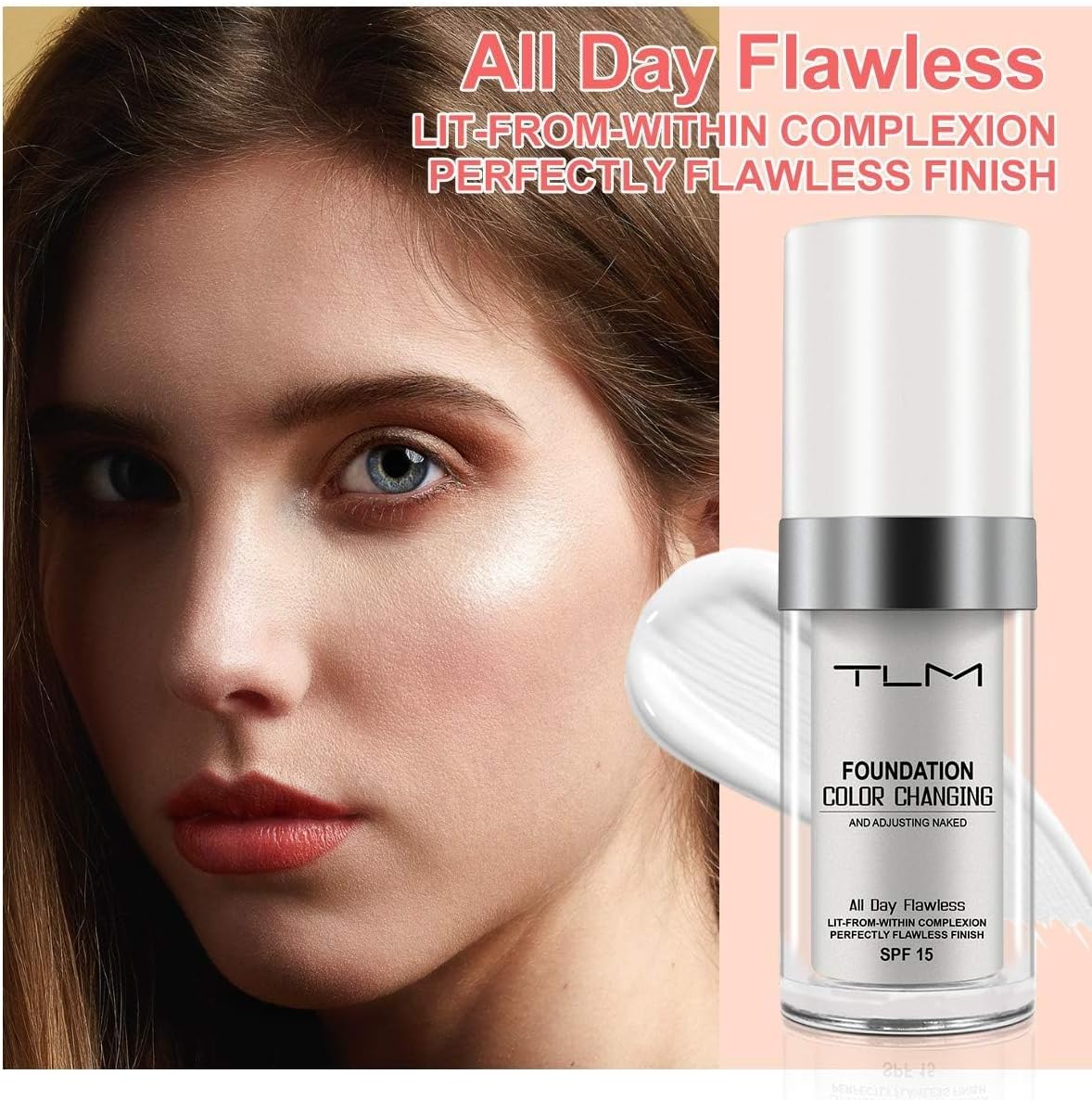 Cosmetics: ReviGLam TLM Colour Changing Liquid Foundation Hides Wrinkles & Lines, BB Cream Makeup Base Concealer Cover Moisturizing Fluid for all Skin Tone SPF15, Pack of 2