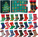 Advent Calendar 2025 Adult Men 24 Days of Christmas Cotton Socks US 7-13 Fun Christmas Sock Advent Calendar for Men Funny Gifts for Dad Boyfriend Husband Brother Random Socks Gift Box
